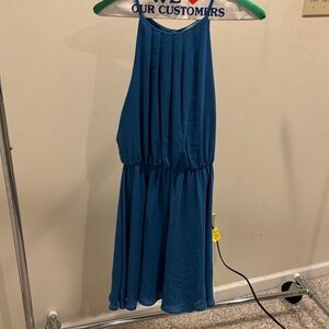 Lush blue chiffon short dress